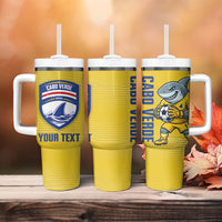Cabo Verde Football 2026 Custom Tumbler With Handle Tubaroes Azuis Goalkeeper Yellow Jersey