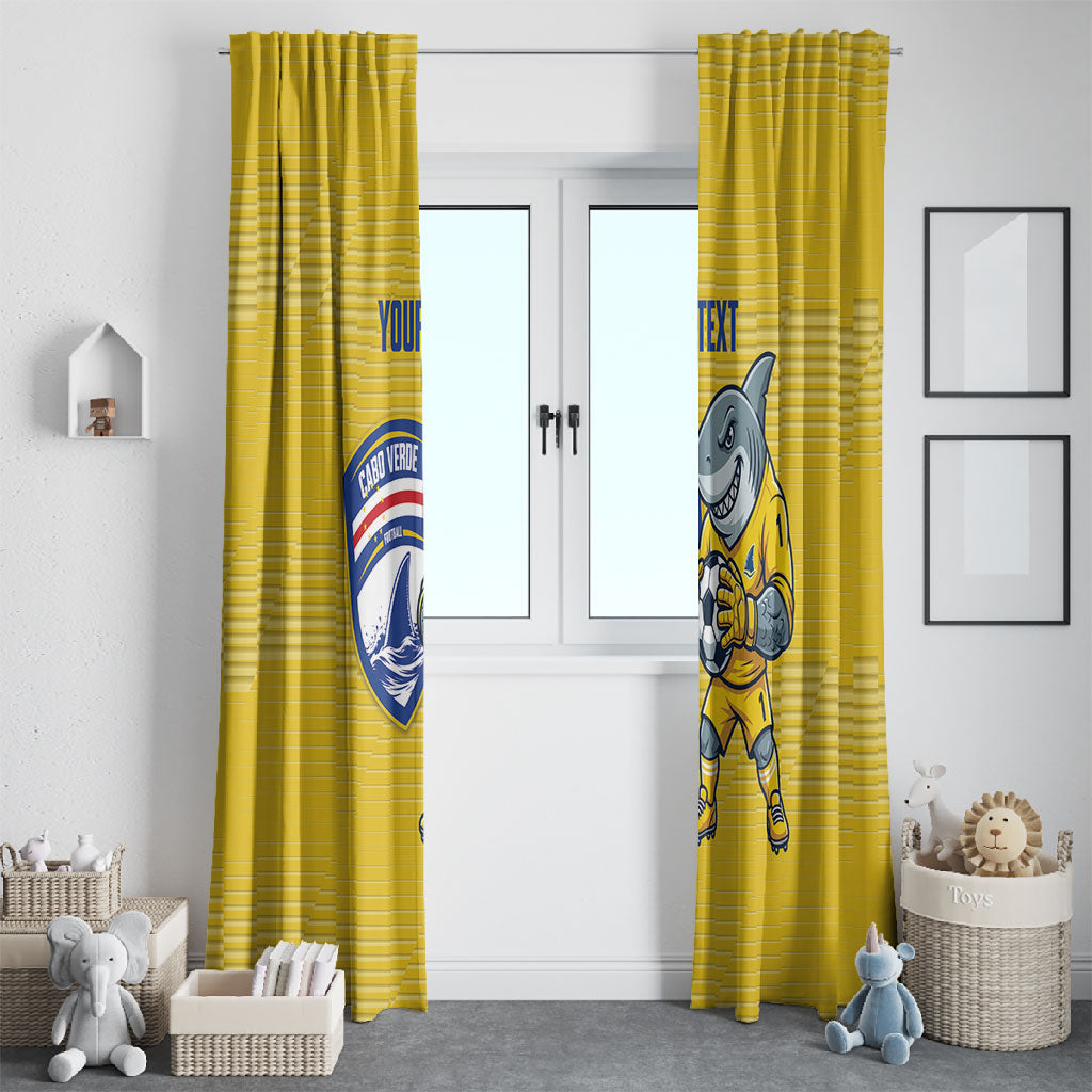 Cabo Verde Football 2026 Custom Window Curtain Tubaroes Azuis Goalkeeper Yellow Jersey