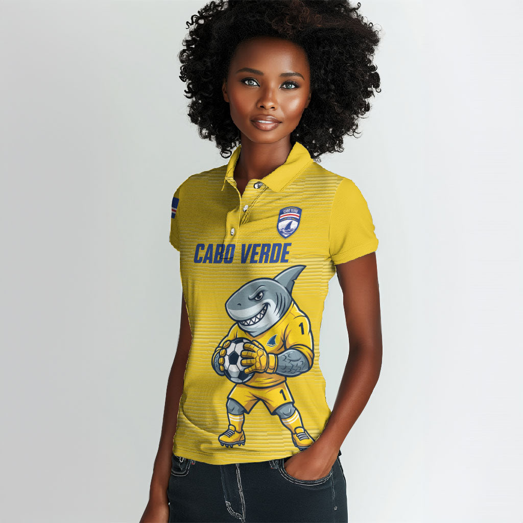 Cabo Verde Football 2026 Custom Women Polo Shirt Tubaroes Azuis Goalkeeper Yellow Jersey