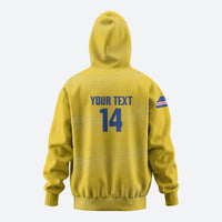 Cabo Verde Football 2026 Custom Zip Hoodie Tubaroes Azuis Goalkeeper Yellow Jersey