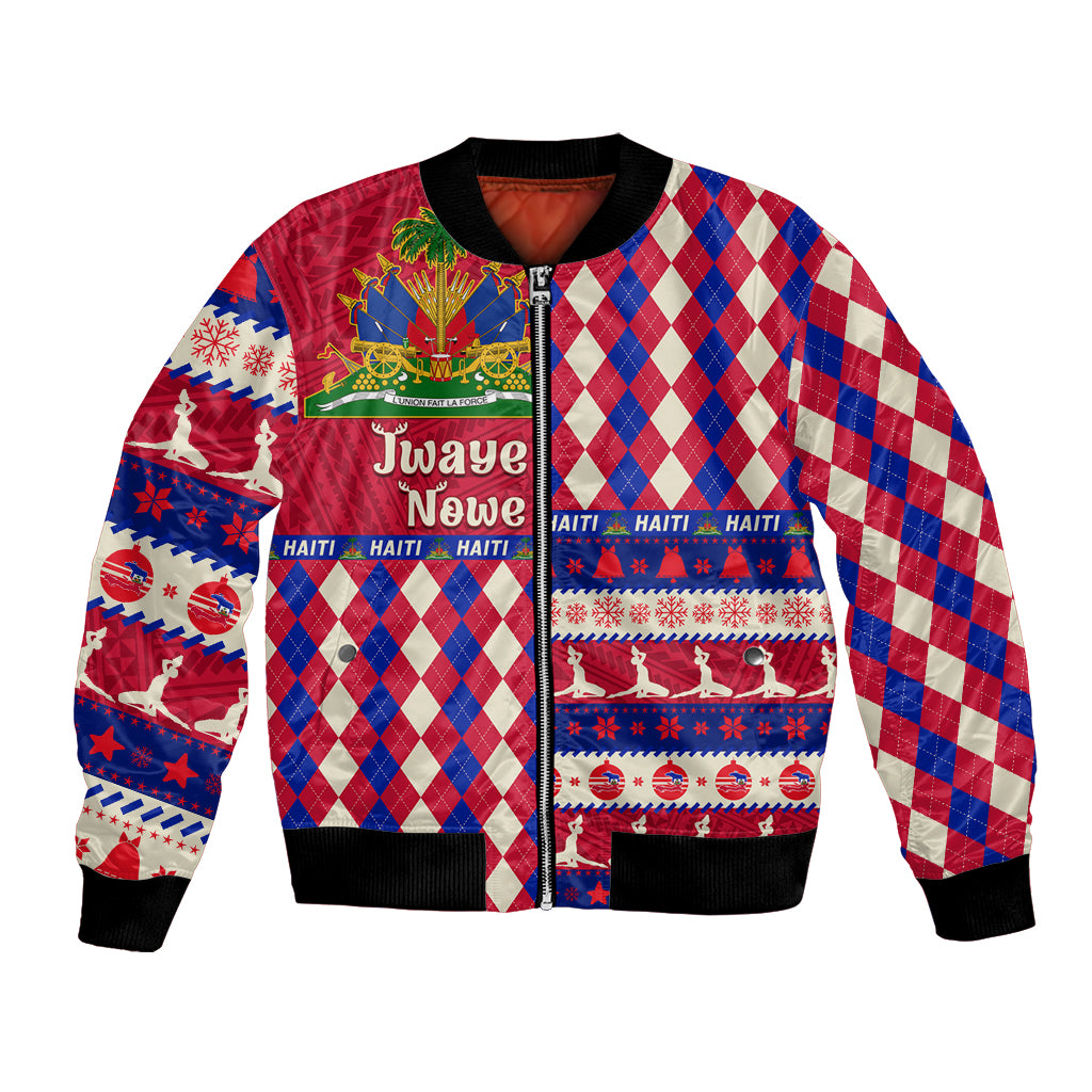 Haiti Christmas Bomber Jacket Jwaye Nowe 2023 With Coat Of Arms - Wonder Print Shop