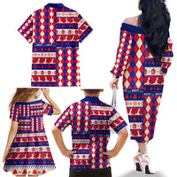 Haiti Christmas Family Matching Off Shoulder Long Sleeve Dress and Hawaiian Shirt Jwaye Nowe 2023 With Coat Of Arms - Wonder Print Shop