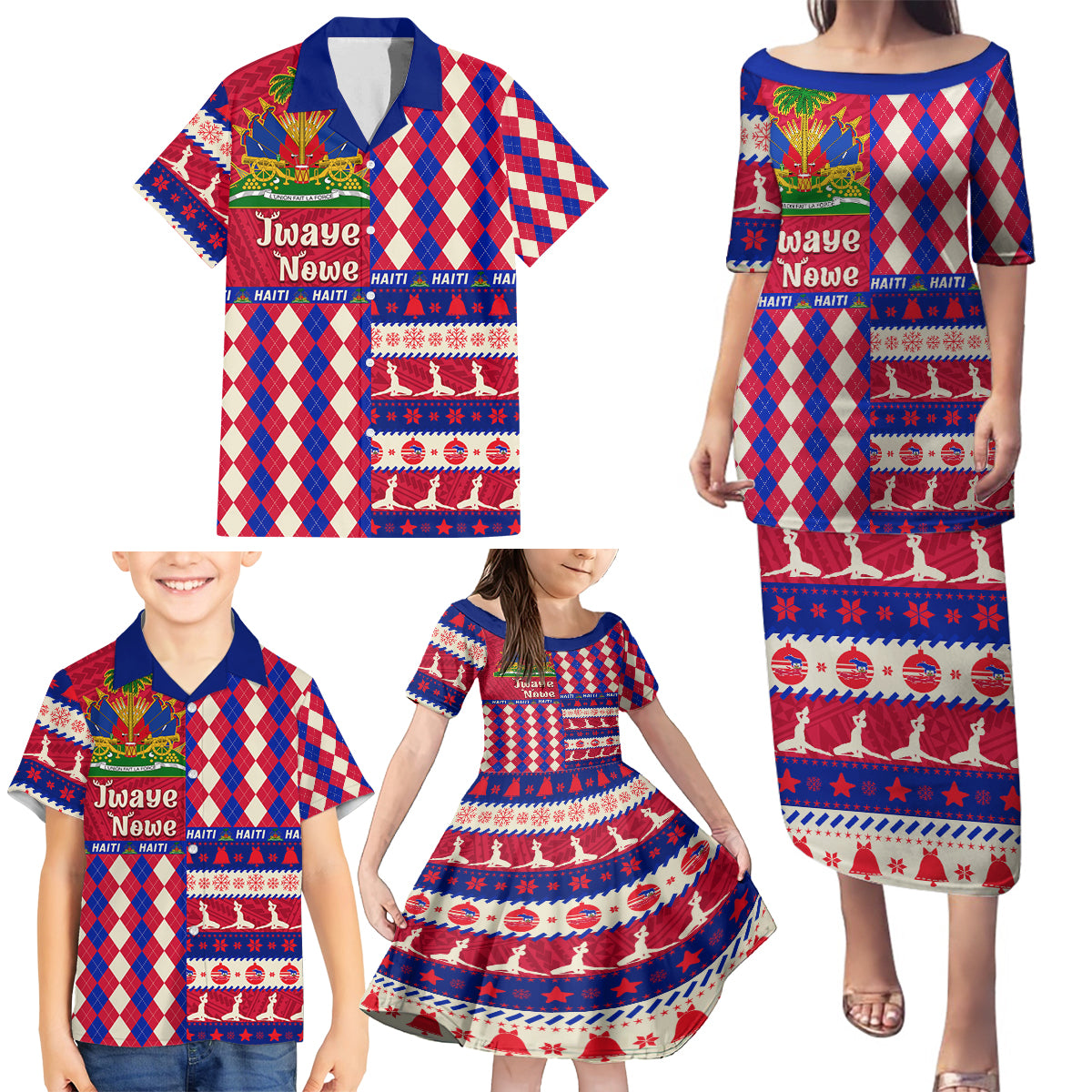 haiti-christmas-family-matching-puletasi-dress-and-hawaiian-shirt-jwaye-nowe-2023-with-coat-of-arms