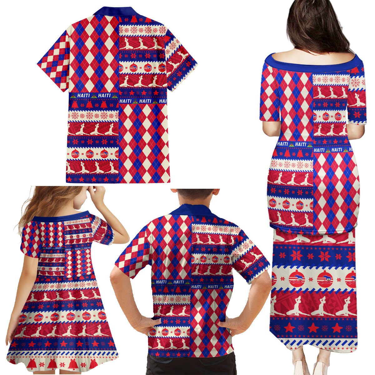 Haiti Christmas Family Matching Puletasi Dress and Hawaiian Shirt Jwaye Nowe 2023 With Coat Of Arms - Wonder Print Shop