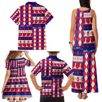Haiti Christmas Family Matching Tank Maxi Dress and Hawaiian Shirt Jwaye Nowe 2023 With Coat Of Arms - Wonder Print Shop