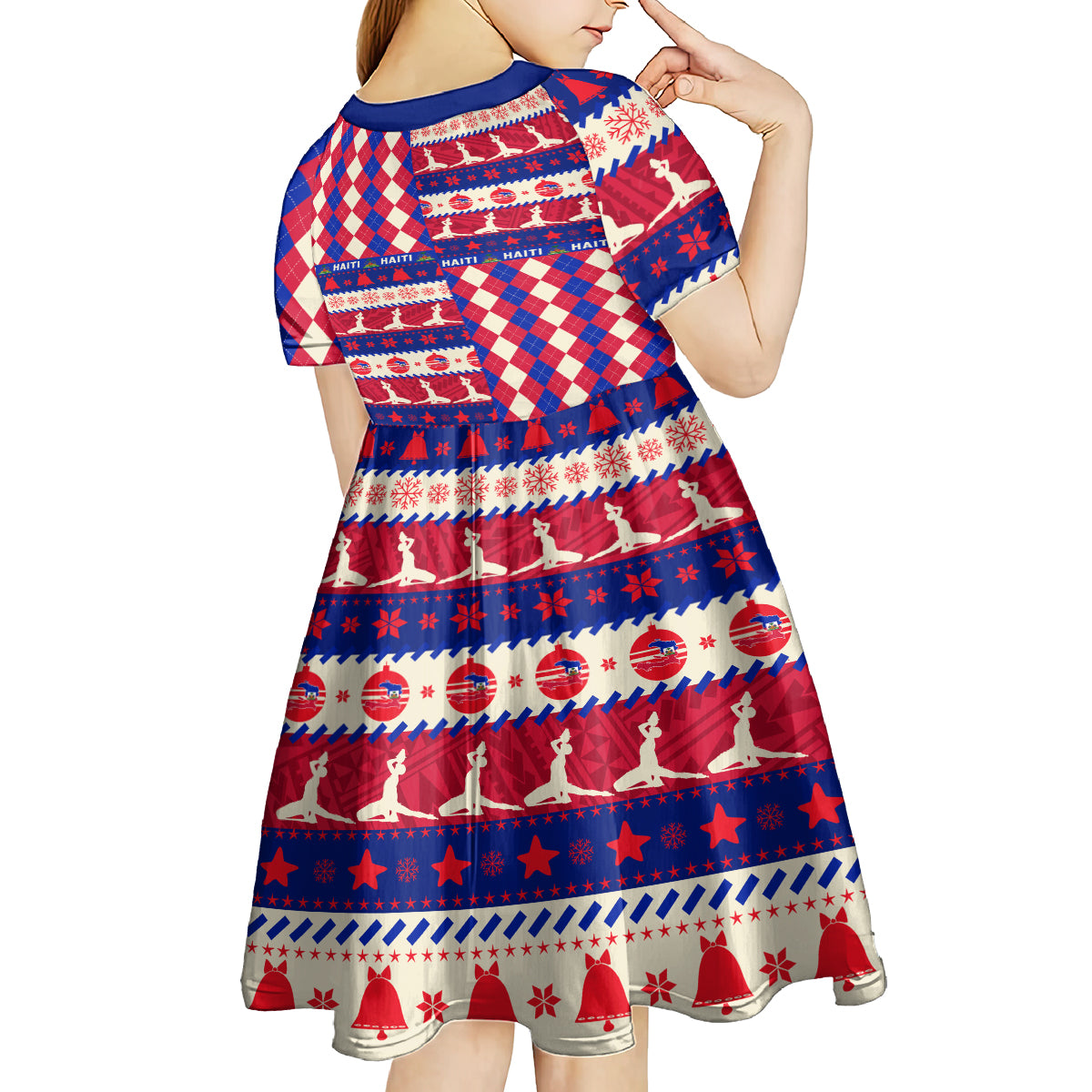 Haiti Christmas Kid Short Sleeve Dress Jwaye Nowe 2023 With Coat Of Arms - Wonder Print Shop