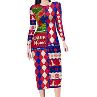 Haiti Christmas Long Sleeve Bodycon Dress Jwaye Nowe 2023 With Coat Of Arms - Wonder Print Shop