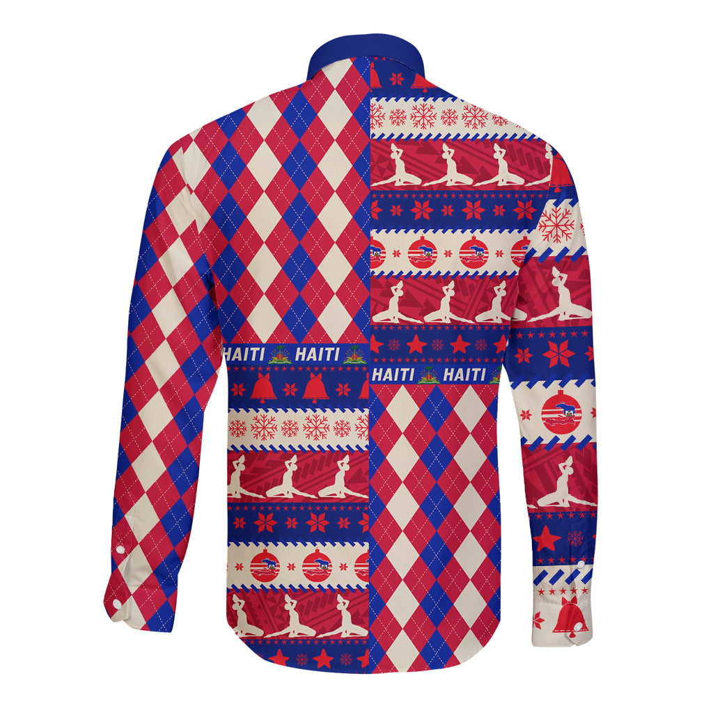 Haiti Christmas Long Sleeve Button Shirt Jwaye Nowe 2023 With Coat Of Arms - Wonder Print Shop