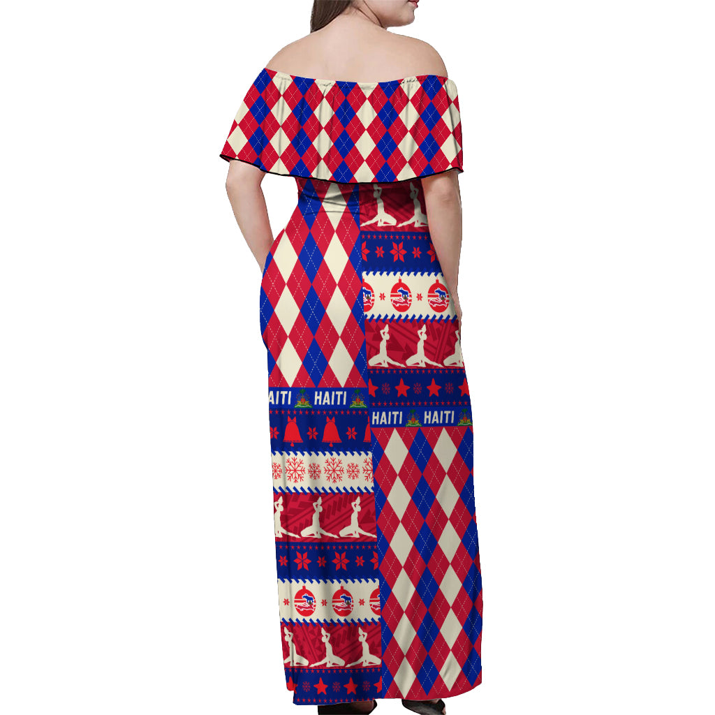 Haiti Christmas Off Shoulder Maxi Dress Jwaye Nowe 2023 With Coat Of Arms - Wonder Print Shop