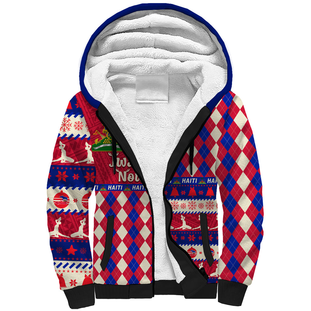 Haiti Christmas Sherpa Hoodie Jwaye Nowe 2023 With Coat Of Arms - Wonder Print Shop