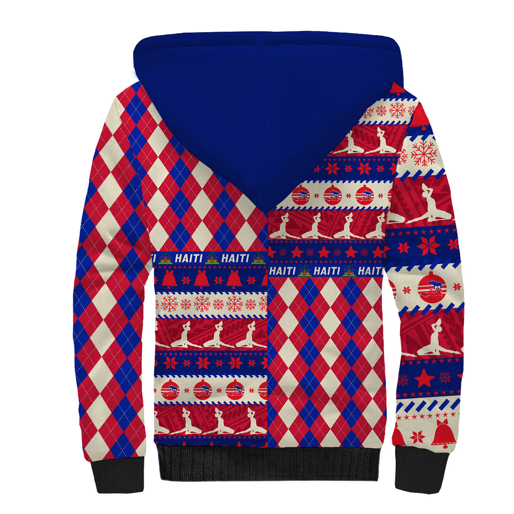 Haiti Christmas Sherpa Hoodie Jwaye Nowe 2023 With Coat Of Arms - Wonder Print Shop