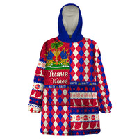 Haiti Christmas Wearable Blanket Hoodie Jwaye Nowe 2023 With Coat Of Arms - Wonder Print Shop