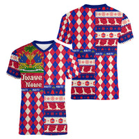 Haiti Christmas Women V Neck T Shirt Jwaye Nowe 2023 With Coat Of Arms - Wonder Print Shop