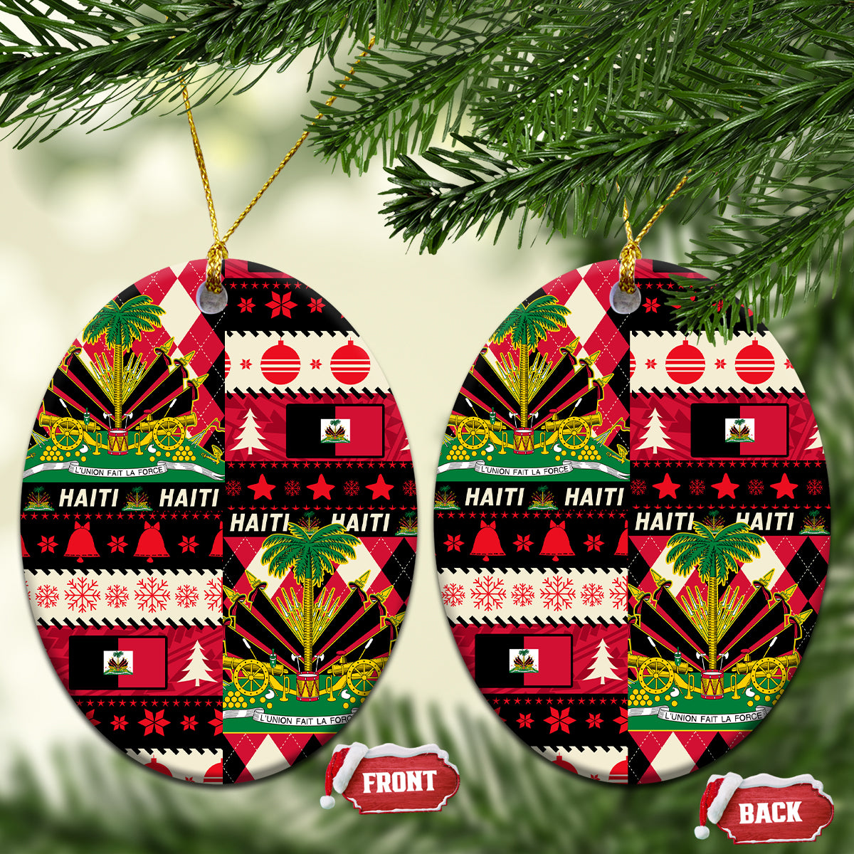 Haiti 1964 Christmas Ceramic Ornament Jwaye Nowe 2023 With Coat Of Arms - Wonder Print Shop