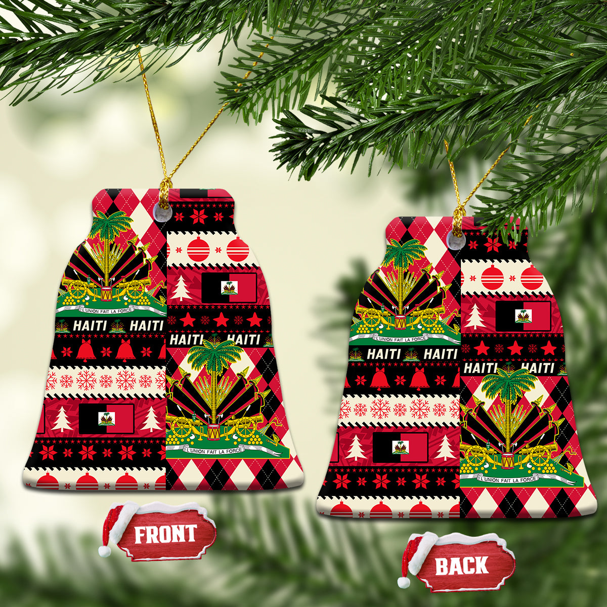 Haiti 1964 Christmas Ceramic Ornament Jwaye Nowe 2023 With Coat Of Arms - Wonder Print Shop