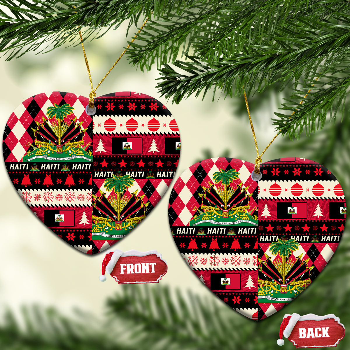 Haiti 1964 Christmas Ceramic Ornament Jwaye Nowe 2023 With Coat Of Arms - Wonder Print Shop