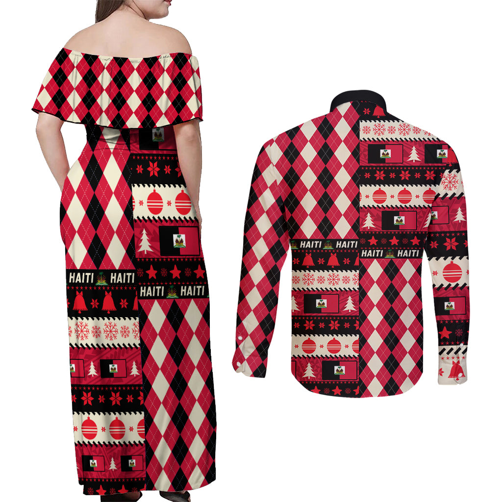 Haiti 1964 Christmas Couples Matching Off Shoulder Maxi Dress and Long Sleeve Button Shirt Jwaye Nowe 2023 With Coat Of Arms - Wonder Print Shop