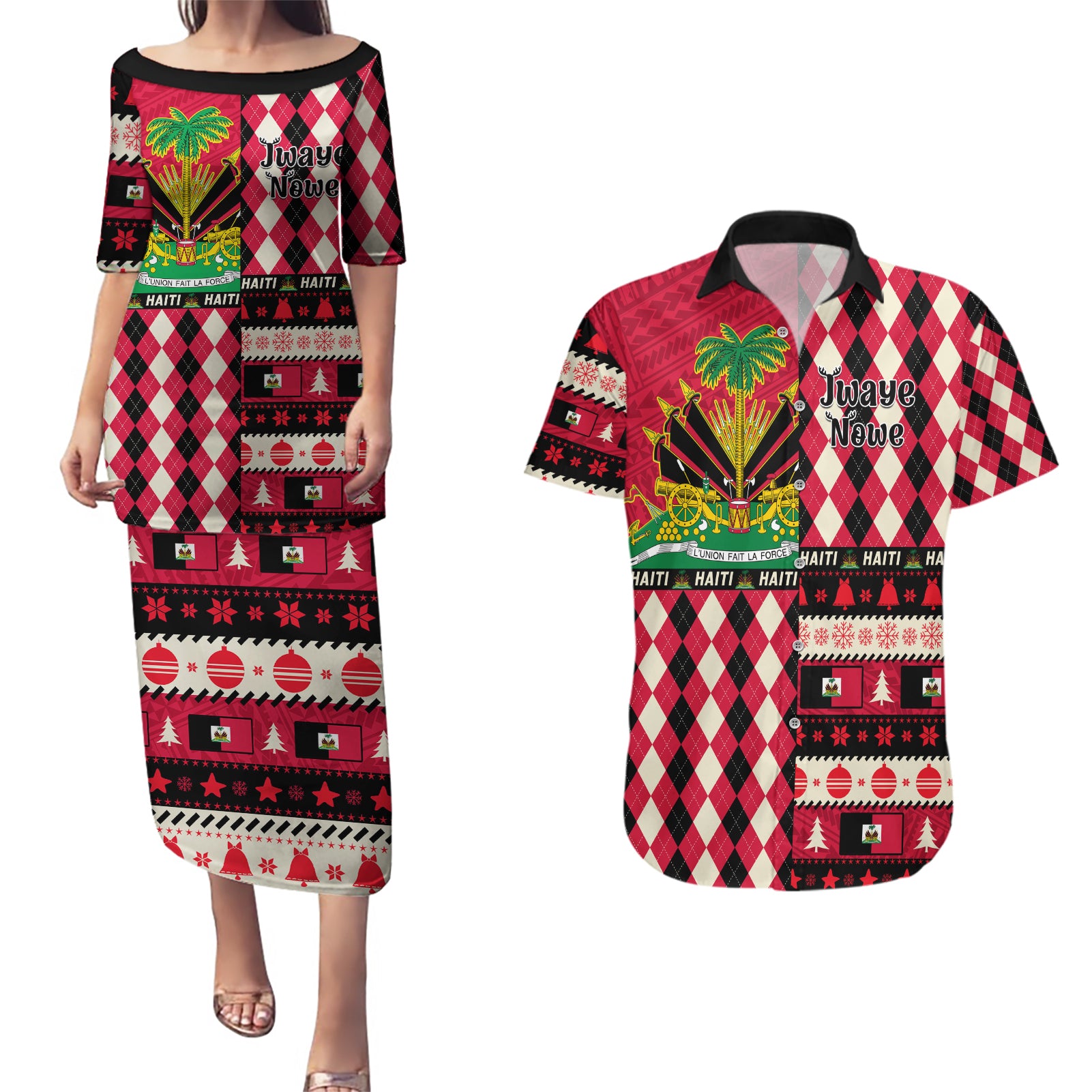 haiti-1964-christmas-couples-matching-puletasi-dress-and-hawaiian-shirt-jwaye-nowe-2023-with-coat-of-arms
