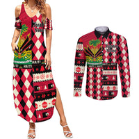 Haiti 1964 Christmas Couples Matching Summer Maxi Dress and Long Sleeve Button Shirt Jwaye Nowe 2023 With Coat Of Arms - Wonder Print Shop