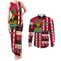 Haiti 1964 Christmas Couples Matching Tank Maxi Dress and Long Sleeve Button Shirt Jwaye Nowe 2023 With Coat Of Arms - Wonder Print Shop