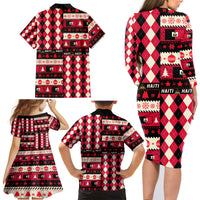 Haiti 1964 Christmas Family Matching Long Sleeve Bodycon Dress and Hawaiian Shirt Jwaye Nowe 2023 With Coat Of Arms - Wonder Print Shop
