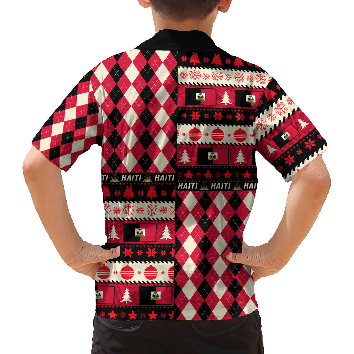 Haiti 1964 Christmas Family Matching Off Shoulder Long Sleeve Dress and Hawaiian Shirt Jwaye Nowe 2023 With Coat Of Arms - Wonder Print Shop