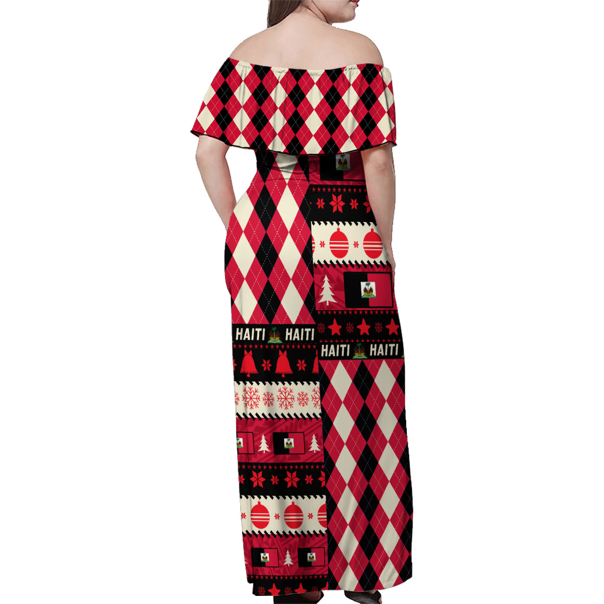 Haiti 1964 Christmas Family Matching Off Shoulder Maxi Dress and Hawaiian Shirt Jwaye Nowe 2023 With Coat Of Arms - Wonder Print Shop