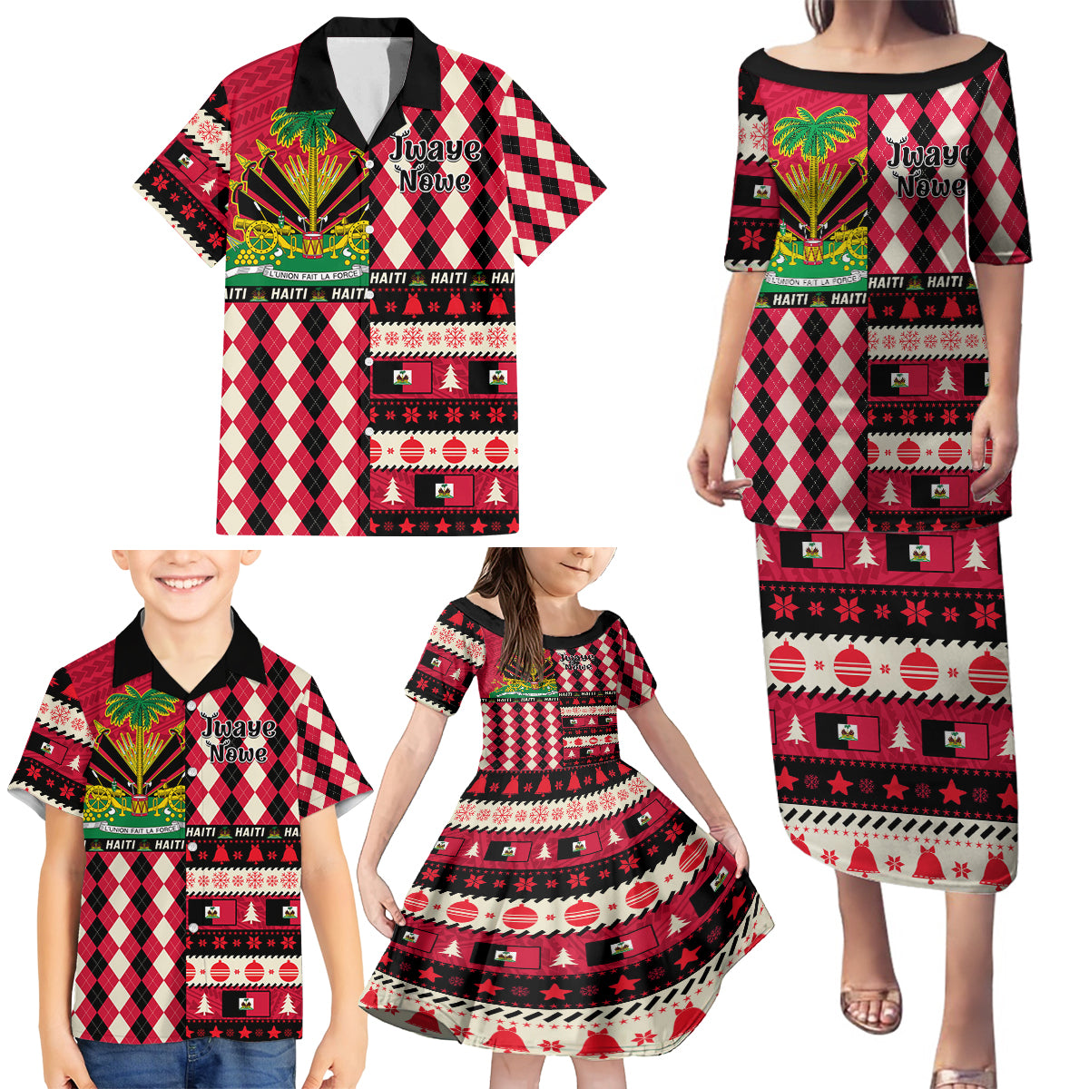 haiti-1964-christmas-family-matching-puletasi-dress-and-hawaiian-shirt-jwaye-nowe-2023-with-coat-of-arms