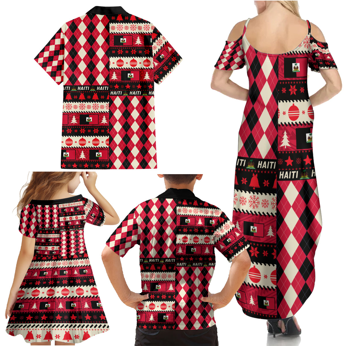 Haiti 1964 Christmas Family Matching Summer Maxi Dress and Hawaiian Shirt Jwaye Nowe 2023 With Coat Of Arms - Wonder Print Shop
