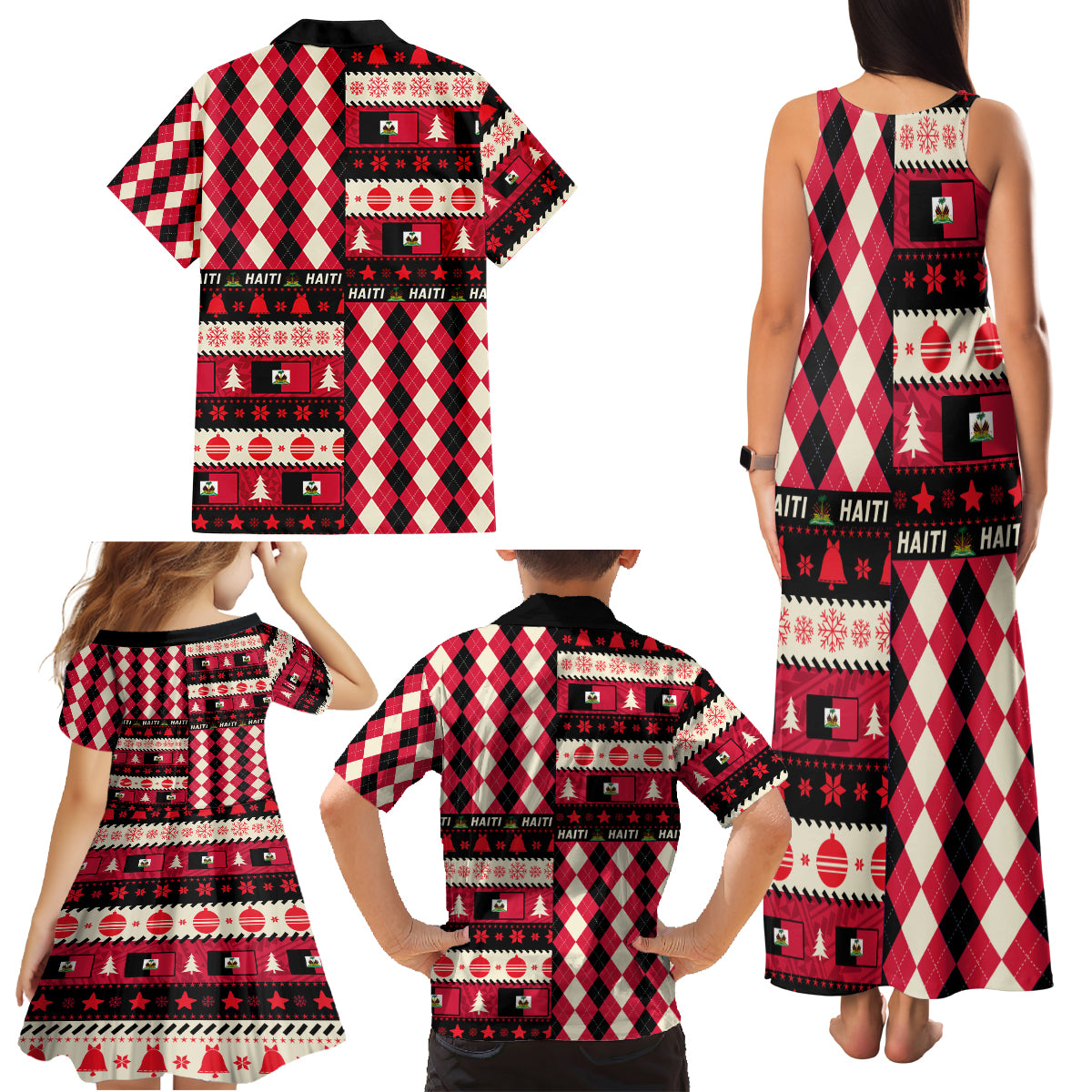 Haiti 1964 Christmas Family Matching Tank Maxi Dress and Hawaiian Shirt Jwaye Nowe 2023 With Coat Of Arms - Wonder Print Shop