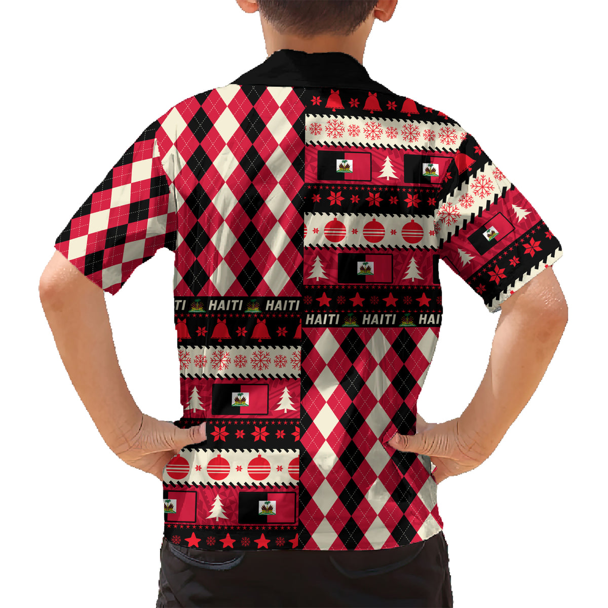 Haiti 1964 Christmas Kid Hawaiian Shirt Jwaye Nowe 2023 With Coat Of Arms - Wonder Print Shop