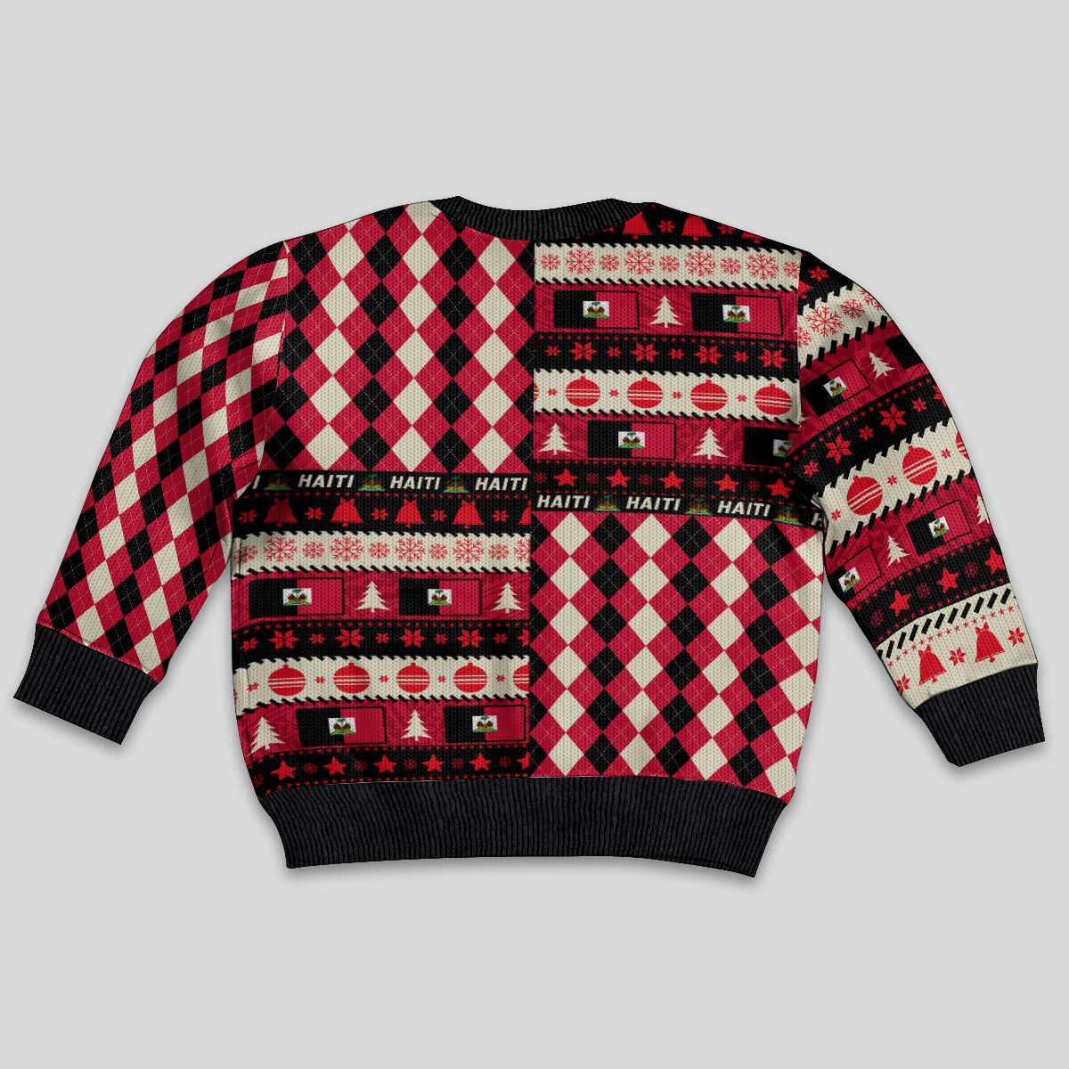 Haiti 1964 Christmas Kid Ugly Christmas Sweater Jwaye Nowe 2023 With Coat Of Arms - Wonder Print Shop