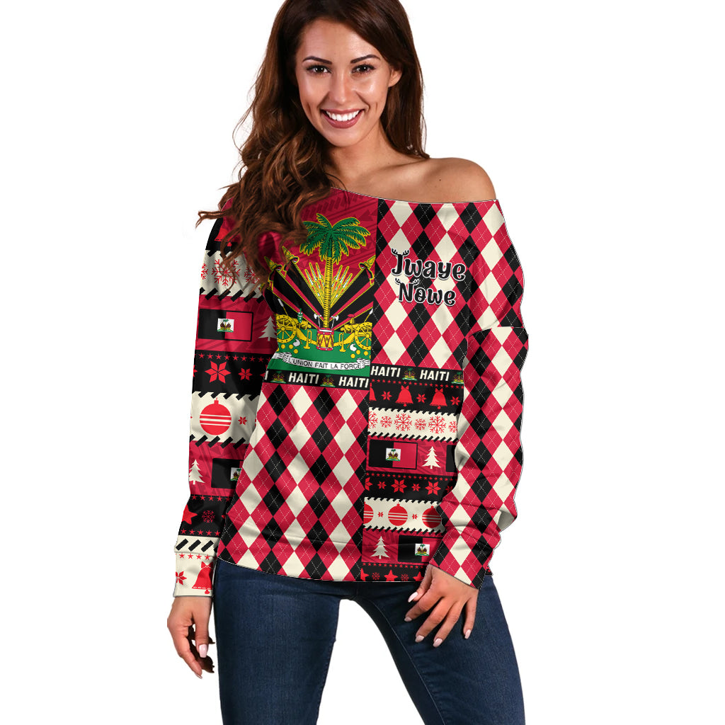Haiti 1964 Christmas Off Shoulder Sweater Jwaye Nowe 2023 With Coat Of Arms - Wonder Print Shop