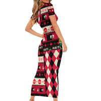Haiti 1964 Christmas Short Sleeve Bodycon Dress Jwaye Nowe 2023 With Coat Of Arms - Wonder Print Shop