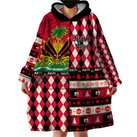Haiti 1964 Christmas Wearable Blanket Hoodie Jwaye Nowe 2023 With Coat Of Arms - Wonder Print Shop