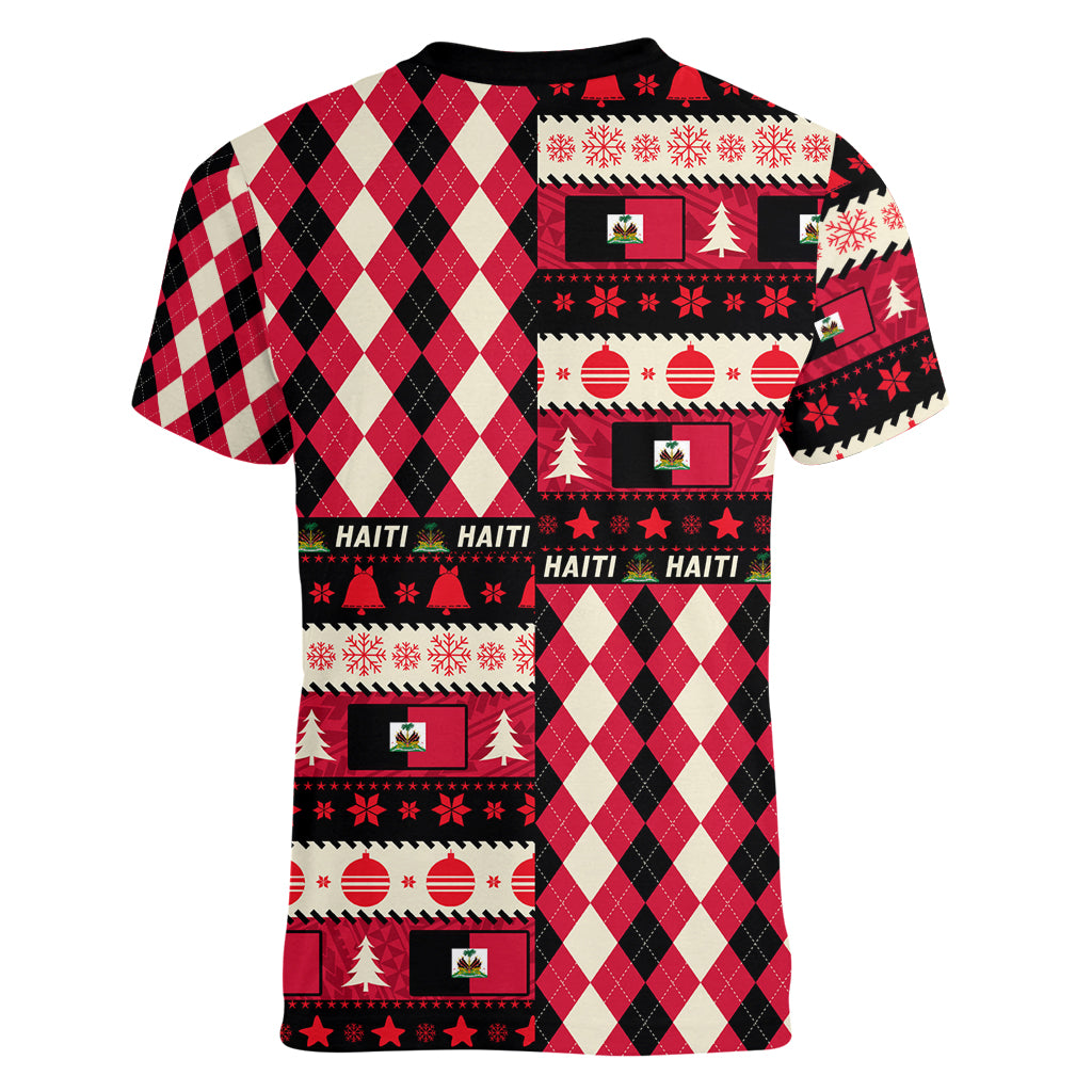 Haiti 1964 Christmas Women V Neck T Shirt Jwaye Nowe 2023 With Coat Of Arms - Wonder Print Shop