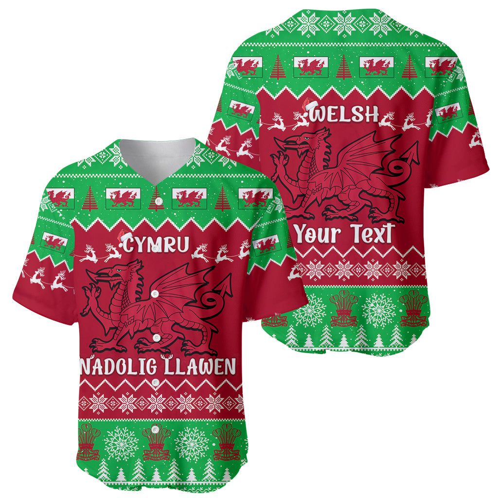 Personalised Wales Christmas Baseball Jersey Nadolig Llawen Cymru Unique Version - Wonder Print Shop