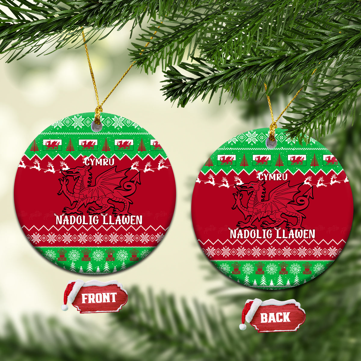 Wales Christmas Ceramic Ornament Nadolig Llawen Cymru Unique Version - Wonder Print Shop