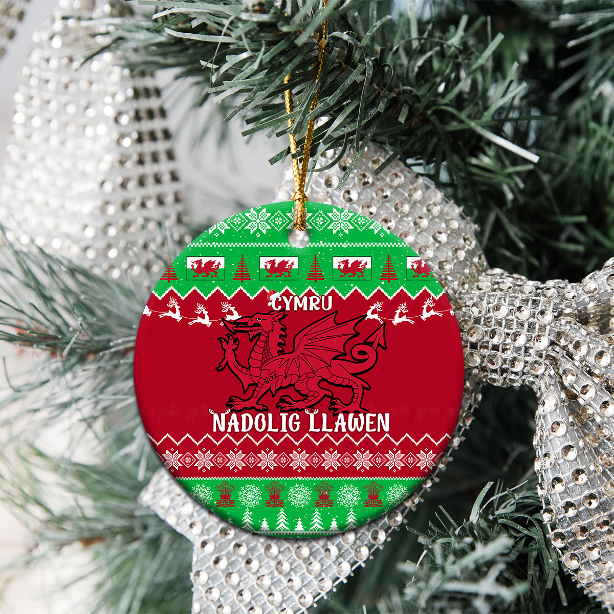 Wales Christmas Ceramic Ornament Nadolig Llawen Cymru Unique Version - Wonder Print Shop
