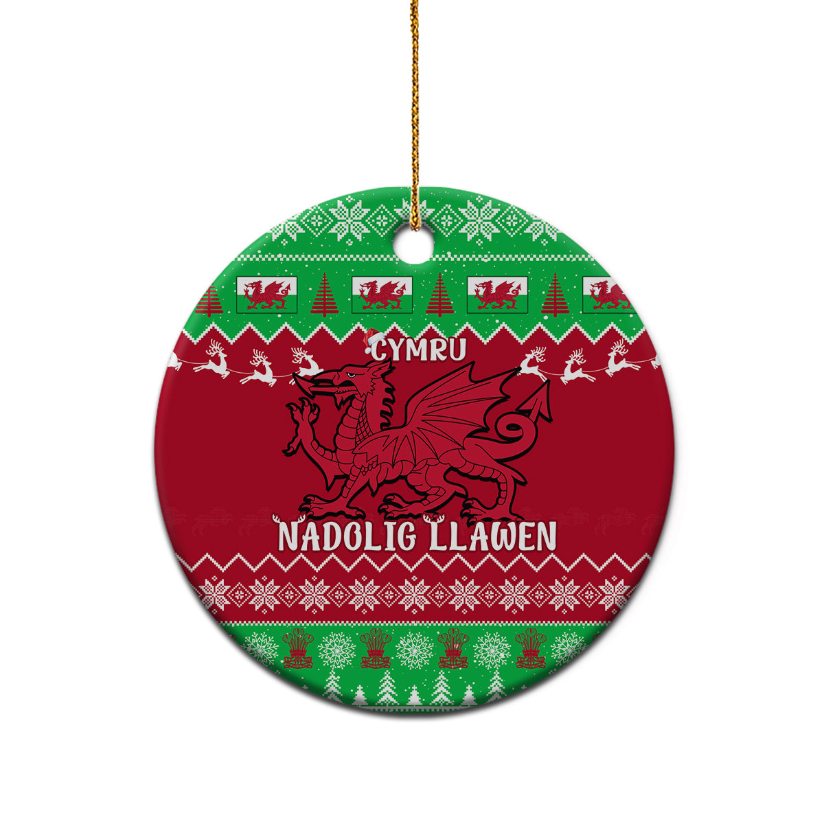 Wales Christmas Ceramic Ornament Nadolig Llawen Cymru Unique Version - Wonder Print Shop