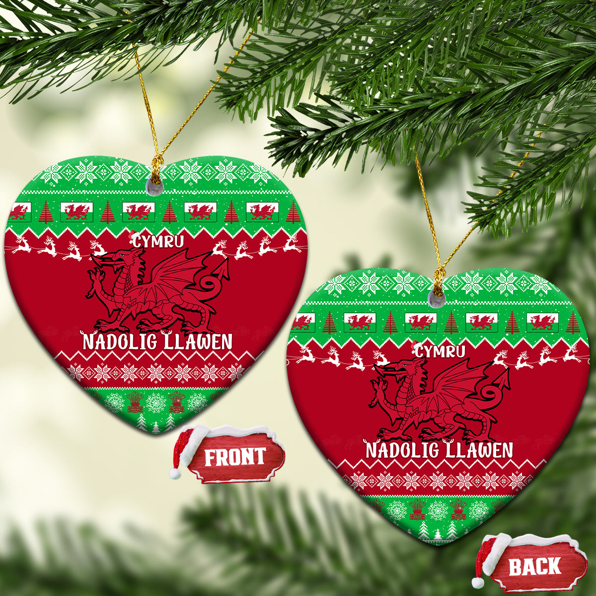 Wales Christmas Ceramic Ornament Nadolig Llawen Cymru Unique Version - Wonder Print Shop