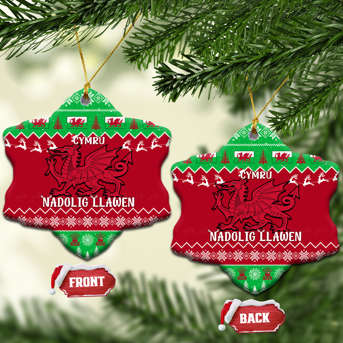 Wales Christmas Ceramic Ornament Nadolig Llawen Cymru Unique Version - Wonder Print Shop