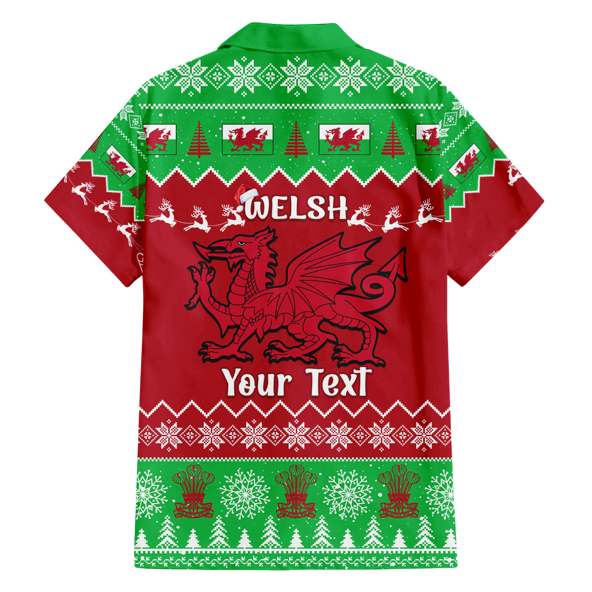 Personalised Wales Christmas Family Matching Long Sleeve Bodycon Dress and Hawaiian Shirt Nadolig Llawen Cymru Unique Version - Wonder Print Shop