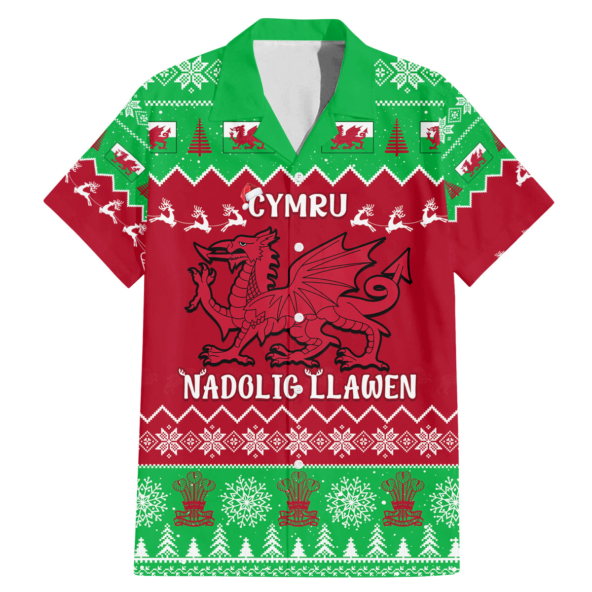 Personalised Wales Christmas Family Matching Mermaid Dress and Hawaiian Shirt Nadolig Llawen Cymru Unique Version - Wonder Print Shop