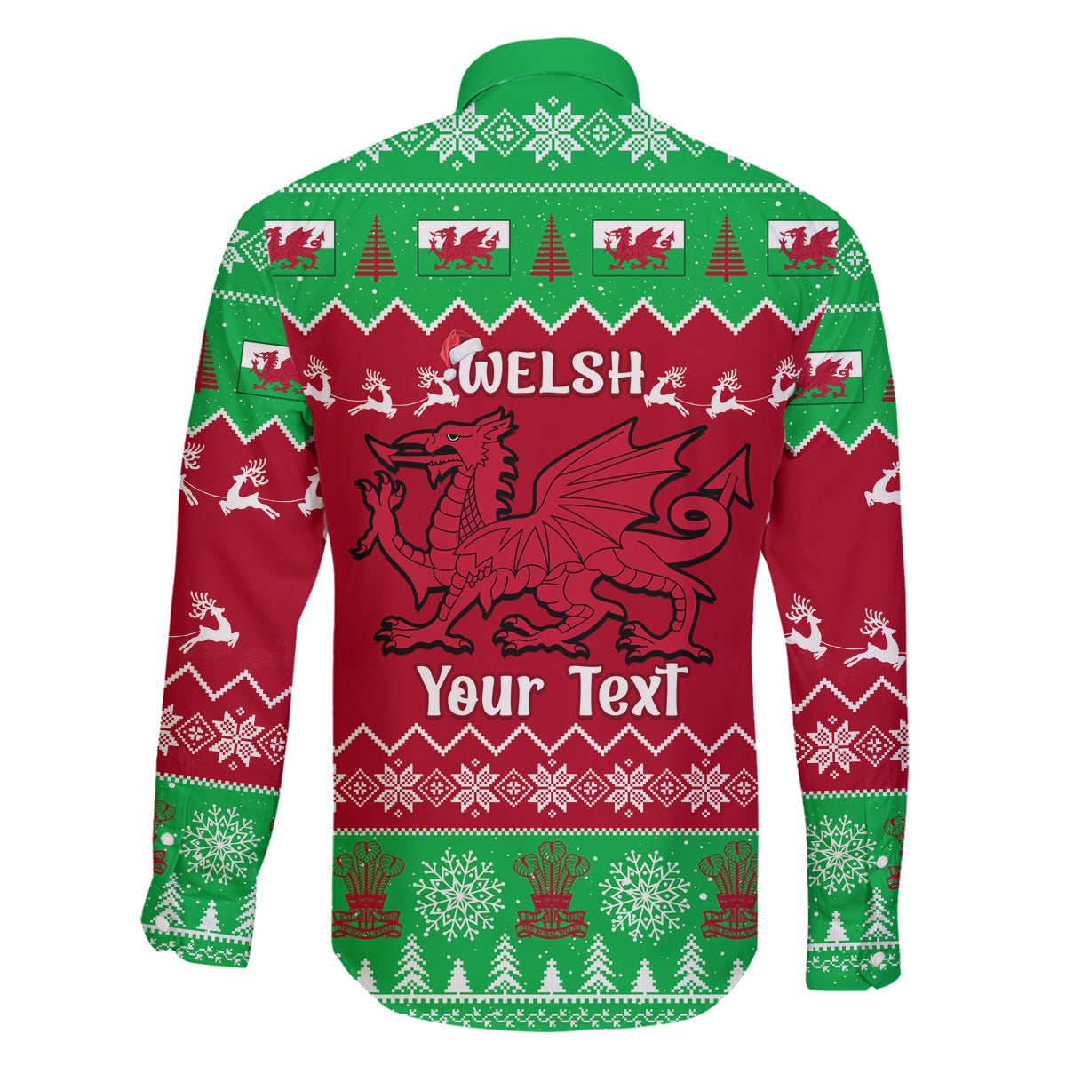 Personalised Wales Christmas Family Matching Off Shoulder Long Sleeve Dress and Hawaiian Shirt Nadolig Llawen Cymru Unique Version - Wonder Print Shop