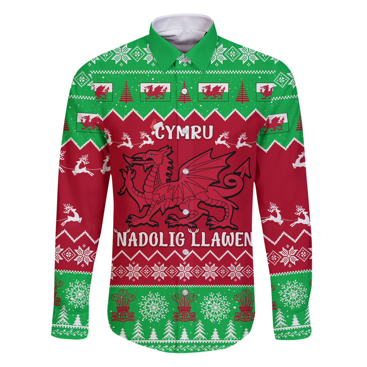 Personalised Wales Christmas Family Matching Puletasi Dress and Hawaiian Shirt Nadolig Llawen Cymru Unique Version - Wonder Print Shop