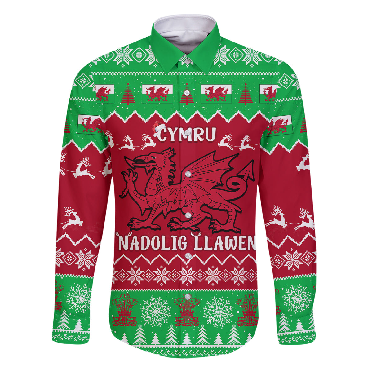 Personalised Wales Christmas Family Matching Summer Maxi Dress and Hawaiian Shirt Nadolig Llawen Cymru Unique Version - Wonder Print Shop