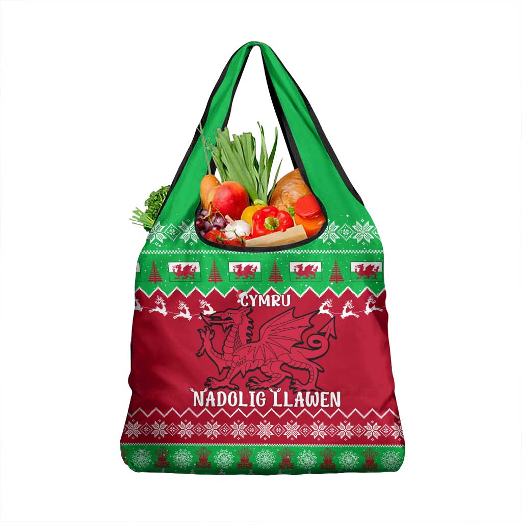 Wales Christmas Grocery Bag Nadolig Llawen Cymru Unique Version