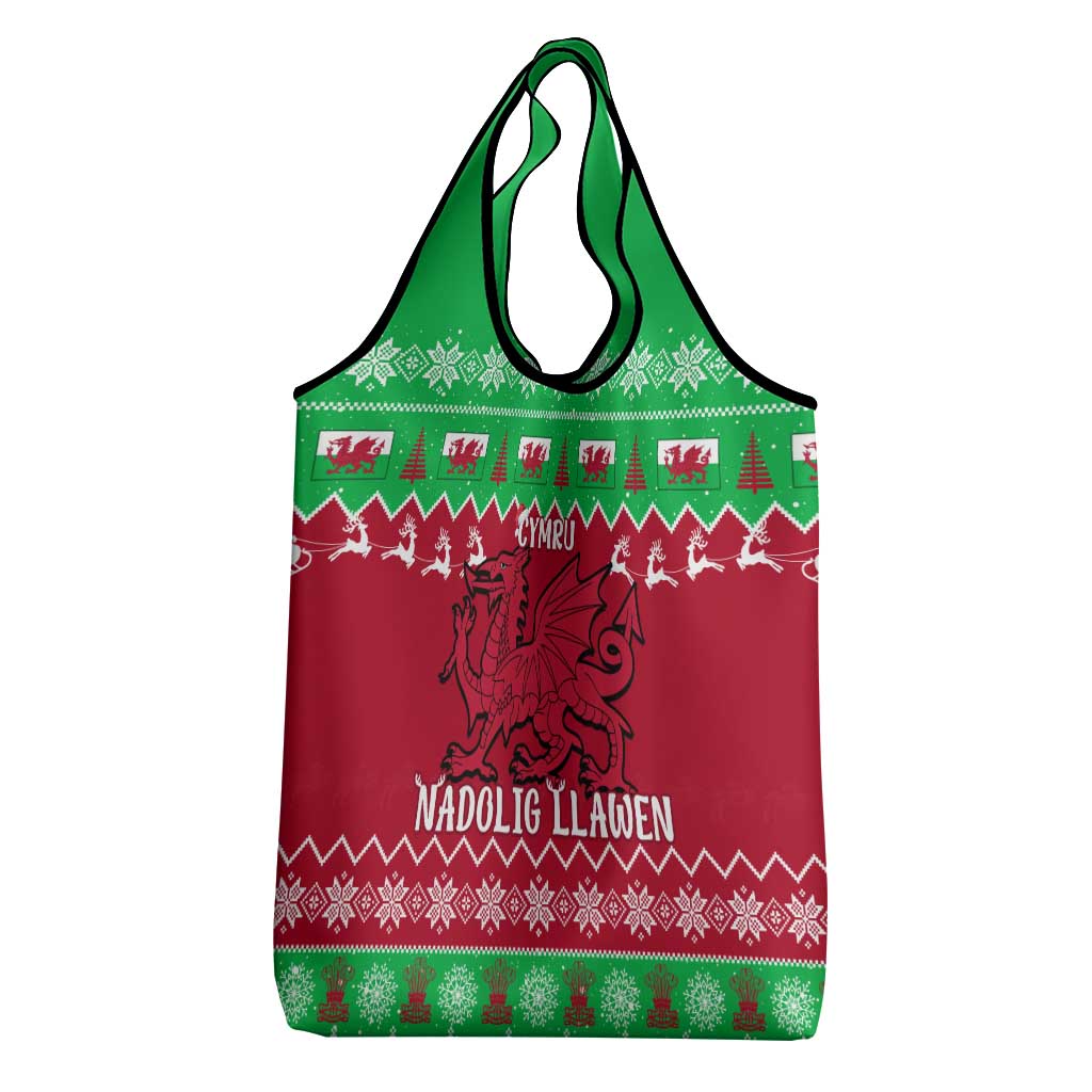 Wales Christmas Grocery Bag Nadolig Llawen Cymru Unique Version