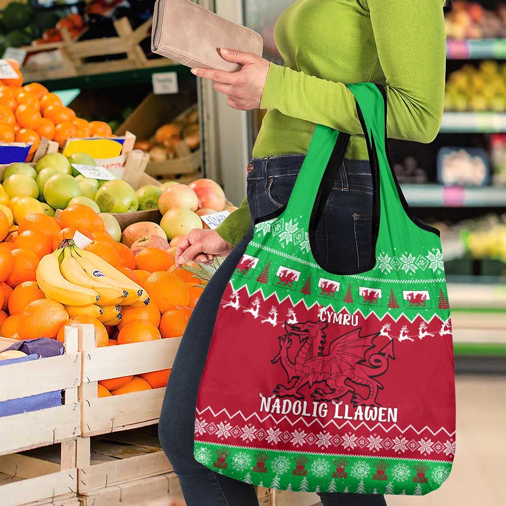 Wales Christmas Grocery Bag Nadolig Llawen Cymru Unique Version